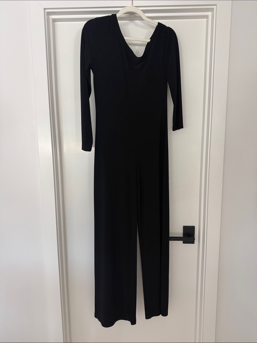 Norma Kamali Black Long-Sleeve Wide-Leg Jumpsuit